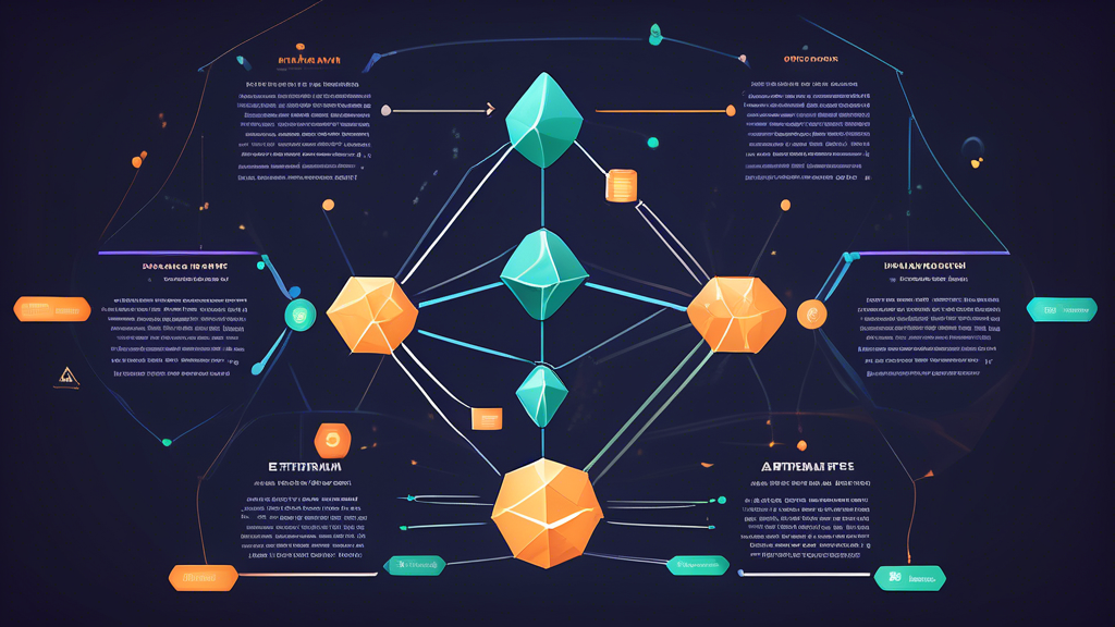 Layered network diagram showing the base Ethereum blockchain with Layer-2 scaling solutions built on top, including Polygon, Optimism, and Arbitrum, expand